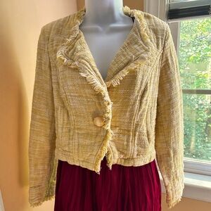 Cabi Daisy Cropped Tweed Blazer Jacket - Buttercup Yellow | Size Small